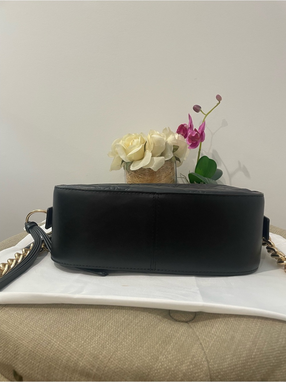 Coach Black Embossed Leather Camera Crossbody with Gold Chain - Picture 14 of 16